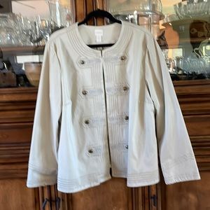 Beige jacket with great style and detailing. Size 4/XL from Chico’s collection.